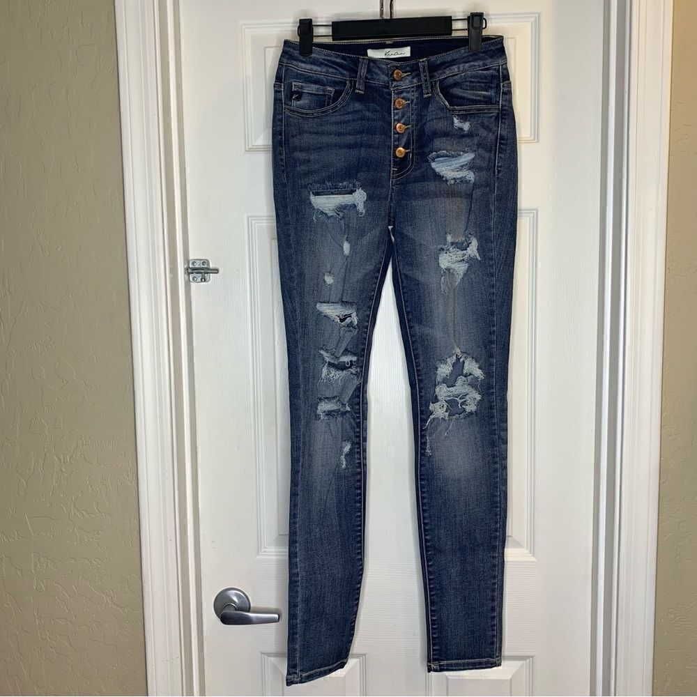 KanCan Distressed High Rise Button Fly Jeans Size 26